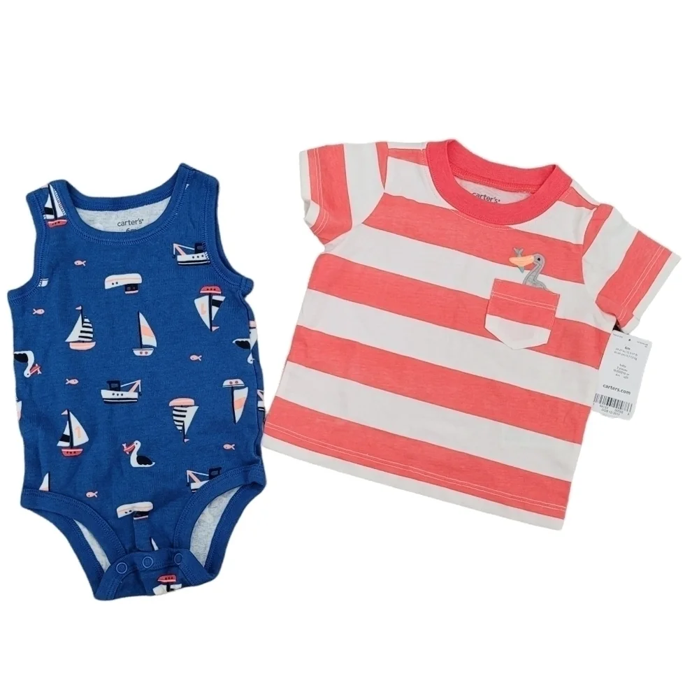 🍁‎ Carter's 6 Months Boys Nautical Beach Onesie Shirt